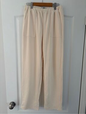 Adika Cream Straight-Leg Elastic Waist Pants